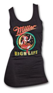 Miller High Life Girl in The Moon Black Womens Graphic Tank Top