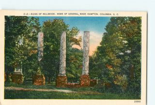 Vintage Postcards Ruins of Millwood Home of General Wade Hampton