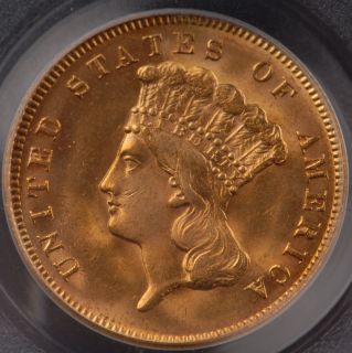 Stunning 1878 $3 Gold Indian Princess PCGS MS65 Gem