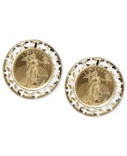 14k Gold Over Sterling Silver Earrings, Euro Coin Earrings   Earrings