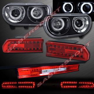 2008 2010 DODGE CHALLENGER CCFL HALO PROJECTOR HEADLIGHTS + LED TAIL
