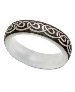 Mens Ceramic Ring, White and Gray Swirl Ring   Rings   Jewelry