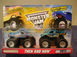 HOT WHEELS MONSTER JAM THEN AND NOW VIRGINIA GIANT 2 TRUCK SET MUST