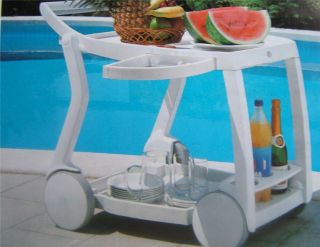 Patio Food Beverage Table Bar Cart with Wheels White New