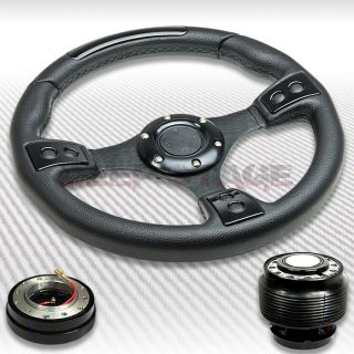 T380 PVC Leather Racing Sport Steering Wheel Hub Quick Release Civic