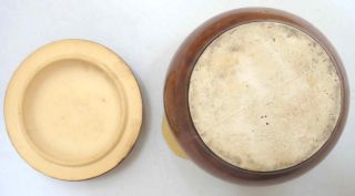 vintage Corning Ware Stoneware Bean Pot Crock w Lid Yellow Brown CRR