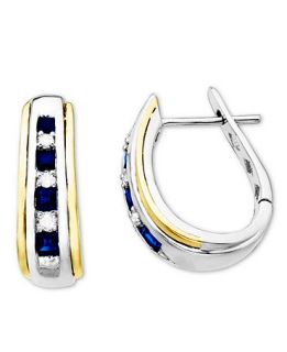 14k Gold and Sterling Silver Earrings, Sapphire (5/8 ct. t.w.) and