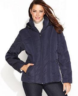 Calvin Klein Plus Size Jacket, Quilted Hooded Puffer   Womens Jackets