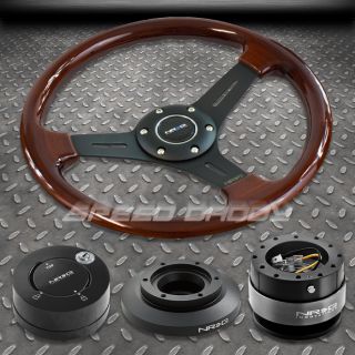 NRG Wood Steering Wheel Hub Black Quick Release 101MB Lock Kit 99 05