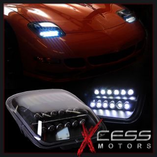 High Power LED 97 04 Chevy Corvette C5 Black Housing Headlights Head