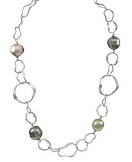 Majorica Sterling Silver Necklace, Organic Man Made Tahitian Pearl