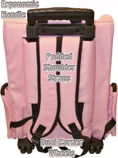 Pink Backpack Car Seat Roller Pet Carrier on Wheels