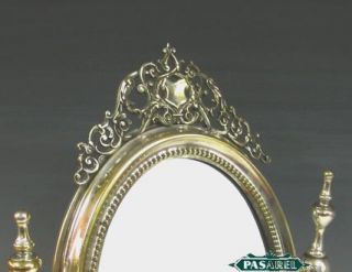 Polish Silvered Brass Dresser Toilet Table Mirror C1900
