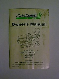 Cub Cadet 7000 Compact Tractor 7260 7300 7305 Manual