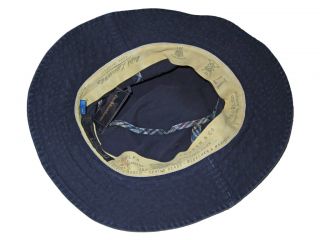 Lauren Navy Blue Madras Polo Bucket Rim Beach Hat Crusher Cap