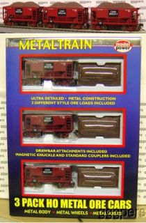 HO train MODEL POWER 3 Pack METAL Ore Cars CHICAGO & NORTH WESTERN CNW