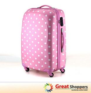 New Light Weight Dot Pattern Trolley Luggage Travel Hard Case 24 Pink