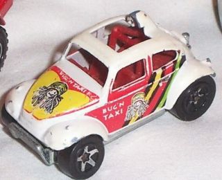 1980s Hot Wheels Die Cast Fire Engine Jeep Bug N Taxi