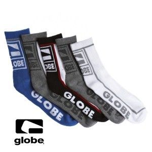 Globe Icon Socks 5 Pack of Crew Length Assorted GS2 Aussie Seller Fast