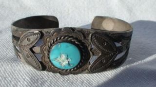 Navajo Pawn Silver and Turquoise Bracelet