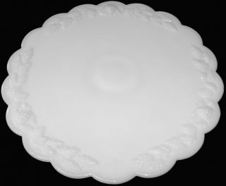 Westmoreland Milk Glass Paneled Grape Pattern Low Footed 12D Cake