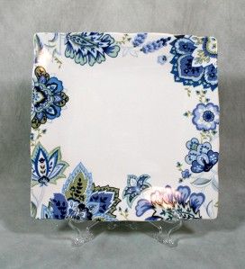 222 Fifth Mirabelle Square Dinner Plate Blue Floral New