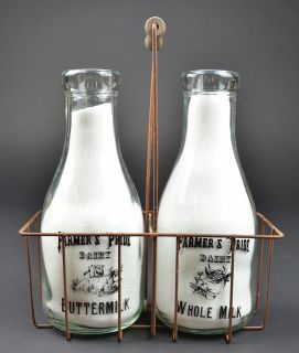 Farmers Pride Dairy Buttermilk & Whole Milk 2 Quart Bottles Basket