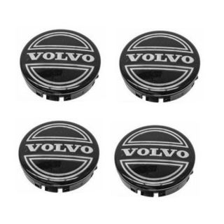 New Genuine Volvo Wheel Center Caps 4 Black Chrome
