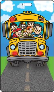 Flip Lenticular Luggage Bag Travel Tag Cartoon Kid School Bus LT01 270