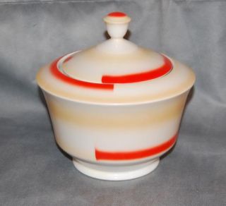 Art Deco Zeh Scherzer Bavaria Porcelain Covered Bowl