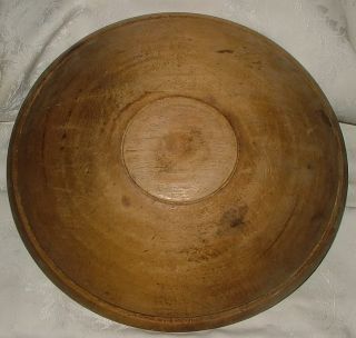 OFFERING an ANTIQUE PRIMITIVE HAND MADE MEDIUM SIZED TURNED WOOD BOWL