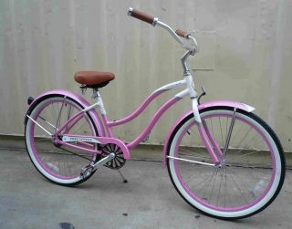 New 26 Alloy Aluminum Frame Beach Cruiser Bicycle Bike Pink Micargi