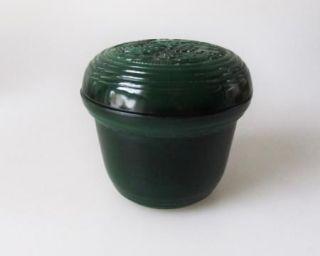 Art Deco Czech Green Malachite Glass Powder Jar