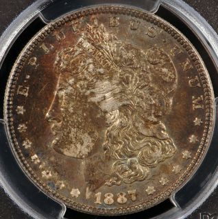 1887 Morgan Silver Dollar PCGS MS63 w Heavily Toned Obverse