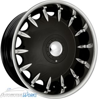 New 20x8.5 Fusion Solace Gloss Black w/ Stainless Lip Wheels 5x112