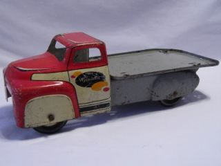 Vintage Wyandotte Stake Flatbed Truck Farm Fresh Steel Tin Pressed