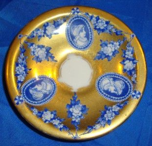 Beautifully gilded and decorated with cobalt blue and white with