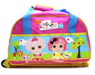 New Lalaloopsy Pink Rolling Luggage Wheeled Travel Duffle Gym Bag