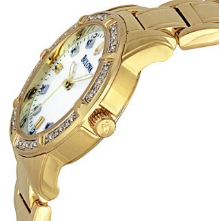 Bulova Ladies 24 Diamond Gold Dress Watch 98R135