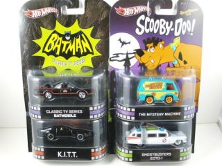 2013 Hot Wheels Retro Ghostbusters Batmobile K I T T Mystery Machine