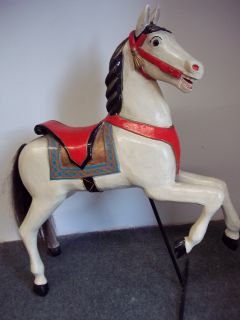 Antique Wooden Carousel Horse 1930s Fairground Noble Hand Painted Top