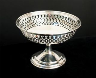 Antique Vintage Sterling Silver Reticulated Compote Bon Bon Dish 1900