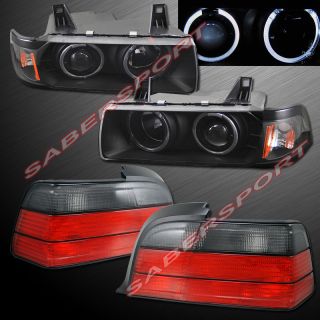 1992 1999 BMW E36 2dr Coupe Conv Halo Projector Headlights Black Tail