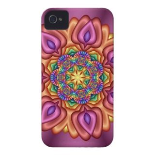 Pink Floral Fractal iPhone 4 Case Barely There
