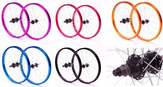 NEW BMX BIKE 20 FRONT & REAR WHEELS WITH 9 T DRIVER 5 COLOUR CHOICE
