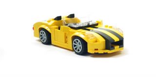 Lego Custom Yellow Sports Car w Black City Town 4207 4435 3648 6913