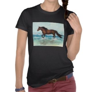Wild Horse Running Beach Animal Art Cathy Peek Shirts