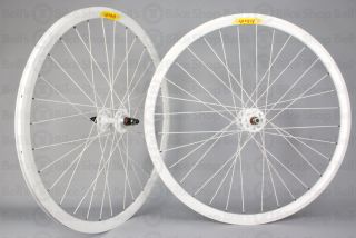 Velocity Deep V Track Wheels Solid White Fixed Gear