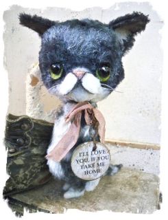 Antique RETRO Style ★ Big Eye Sad Pity Kitty CAT  Needs A Home★by