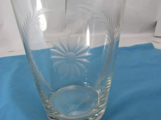 Vintage Glass Vase Etched Daisy